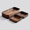 Black Walnut Wooden Fruit Plate Wood Dessert Plates And Dishes Serving Tray Sushi Tableware Rectangle & 249p