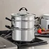 Dubbele ketels roestvrij staal 3 liter stoomboot dubbele ketel 4-delige eenvoudige schone keuken eetbar kookgerei