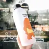 Bouteilles d'eau mignonnes panda ours tasse 1000 ml avec paille transparente bouteille de dessin animé drinkware grosted fuipoprof protein shaker 240422
