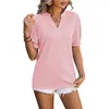 Camisas femininas 2024 Summer Europe e os Estados Unidos Pure Wheat Ears T-shirt-S-decote em Vomens com S-Sleevado Curto Tops