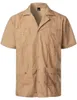 Camicie casual maschile tradizionale cample cubano colletto guayabera manica corta ricamata in stile caraibico messicano con 4 tasca