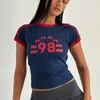 Женские футболки T-рубашки Y2K Графическая футболка винтажная собака срезать животные мультипликационные припечатки круглая шея с коротки