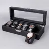 Boîtes de bijoux 6/10/12 Slots Fibre en carbone PU Cuir Box Bracelet Brangle Boîte de bijoux Organisateur Box Men Gift Saint Valentin Gift