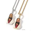 Hip Hop Jesus Halskette Anhänger Sier goldplattiert mit Tenniskette vereisere Kubikzirkon -Männer -Schmuckgeschenk