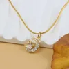 Colliers pendants Charme Collier de lune étoile pour les femmes élégantes chaîne de strass en acier inoxydable boucles de mariage luxe bijoux gi k7b4