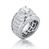 Baguette Cluster CZ ECED Diamond Ring Hochwertiges Weißgold -Bling -Mode -Hip -Hop -Schmuck für Herren 246q