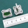 Geometric Green Emerald 925 Sterling Silver Jewelry set for Women Bracelet Hoop Earrings Necklace pendant Ring Birthday Gift 240506