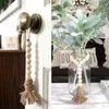 Decorative Figurines Classic Wood Beads Tassel Bead Garland Farmhouse Rustic With Jute Rope Plaid Natural Decors B03E