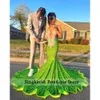 Sparkly Green Mermaid Long Prom 2024 Crystal Rhinestone Beading Birthday Party Dress Homecoming Robe de Bal