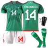 Voetbalsets/tracksuits heren tracksuits 2223 Mexico voetbalshirt nr. 14 Home 16 Soccer Jersey Green 9 Raul 22 Leso Suit originele sokken