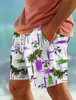 Herren Shorts Mode Palmbaum gedrucktes Brett Hawaiian Swim Trunks Drawess Komfort Atmungsaktives Urlaub Urlaub
