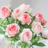装飾的な花の花輪30cm 5フォーク10ヘッド小さなバッドローズシルクブーケ結婚式のための家庭用窓の装飾屋内アクセサリースクラップブック