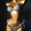 Kadın Mayo Lüks Elmas Biquinis 2024 Seksi Kristal Bikinis Kadın Rhinestone Push Up Myway Kadın Gece Kulübü Giyim
