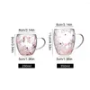 Verres à vin 250 ml tasse de café à double couche avec poignée transparente lait haut borosilicate Verre à chaleur simulé de tasse de tasse résistante B4D0