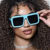 Zonnebrillen Oversized Shades Women White Fashion Square zonnebril Men Vintage Brand Flat Top Big frame Travel Goggles UV400