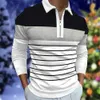 Мужские Polos New Mens Classic полосатая рубашка поло с длинными рукавами 2024 весна/лето повседневная работа негабаритная S-5XL Q240509