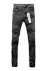 Jeans masculin jeans de haute qualité jeans de marque roca violet avec étiquette coloriage noir réparation basse hauteur pantalon denim serré Q240509