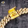 Hip Hop Punk Mens Amarelo Goldado 20mm Big SizeJewelry Sterling Sier Sier Colar Moissanite Chain Link Chain