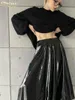 Jupes Clove mode noir pu cuir jupe féminin élégant haute taille de cheville