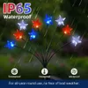 Lewondr 4th Decorations Garden Lights, Fourth of July Red Wit en Blue Light Solar Lights Outdoor, waterdichte patriottische decor met 9 LED -verlichtingsmodi voor