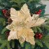 Decorative Flowers Festive Holiday Flower Christmas Tree Ornaments Shiny Artificial For Long-lasting Home Decoration Xmas