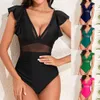 Swimwear féminin New Nylon One Piece Swimsuit pour Womens 2024 Mails de maillot de bain Mesh