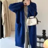 Magliette da donna cardigan femminino tasche a maniche lunghe di colore solido coreano maglione eleganza inverno inverno cappa