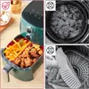 Hava Fritöz Silikon Sepet Plakası Yuvarlak Yeniden Kullanılabilir Hava Fritöz Pişirme Aksesuarları Katlanabilir BPA Ücretsiz Airfryer Aracı Pişirme Kalıpları 240423