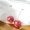 Kolczyki Dangle Korean Cherry Sweet Fruit For Women Długie trend prosty upuszczenie mody bajki biżuterii