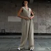 Pantaloni da donna a due pezzi set di gamba larga elegante per l'usura da ufficio senza manico