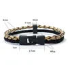 Charm Bracelets New Fashion Men Leather Bracelet Double Layer Punk Bangle Homme Pulseira Corda Masculina Gift For Him Cool Biker Accessories Y240510