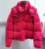 2019 Fashion Women Down Jacket Rose Velours Fabric Winter Winter Winter Down Down Down Coat Keep Warm Hooded Jacket7727376