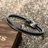 Bedelarmbanden mkendn mode handgemaakte lederen armbanden voor mannen vrouwen regenboog polsband roestvrij staal casual gepersonaliseerde bangle y240510