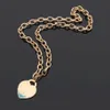 T Lettre Peach Heart Wave Green Drop Huile Collier épais couple Collier en forme de cœur de commerce extérieur pour femme 291c