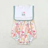 Roupas Conjuntos de manga curta Bordado I Love Mom Floral Bubble Boutique Set