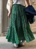 EWQ Vintage Print Aline Spódnica Kobiety wysokiej talii plisowane luźne swobodne spódnice 2023 jesień zima faldas 16U5192 240508