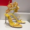 2024 Spring/Summer New Super High Heel flower Lace up Thin Heel Round Head Flower Women's Sandals