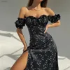 Urban sexy jurken dames zomerjurk 2022 mode hoge taille gegolfde onregelmatige gedrukte split jurk casual tanktop verzending GH8024L2405