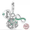 925 SERRING Silver Green Series Flower Tree Plem Plendant Diy Fine Perles Fit CHARMS ORIGINAL BRACKET FEMMES BIELLIE DIY 240428