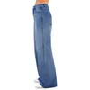 Dżinsowe dżinsy letnie pod wysoką talię spodnie panie 2024 Casual Solid Wide Noge Spods Pocket Pocket