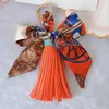 Ribbon Bow Women Keychains Scarf Bowknot PU Leather Tassel Car Key Chain Ring Holder Fashion Pendant Jewelry Keyring Charms Bag Accesso 250t