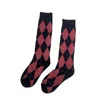 Femmes chaussettes Knee High College Vintage Multicolor Argyle Plaid Print Stockings