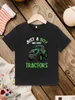T-shirts amerikansk stil barns t-shirt bara en pojke som gillar traktor mönster barns t-shirt casual och andningsbar besättning halsringning topp sommarl2405