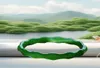 Chinese Natural Emerald Green Chalcedony Hand Carved Bamboo Water Ripple Bracelet Fashion Jewelry Women039s Green Agate Bracele6545436