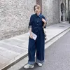 Tute da donna Rompettono tute per le donne a lungo slittate polo sliose harajuku pantaloni dritti casual jeans workwear senim da lavoro in stile coreano da gioco vintage y240510