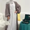 Vêtements ethniques Eid Satin Open Ramadan Abaya Dubai Turquie Cardigan pour les femmes Hijab musulman Dress Islam Kaftan Kimono Femme Musulmane Arabe