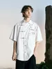 Koszulki męskie w stylu chiński styl kradzieży metalowa koszula z krótkim rękawem