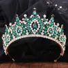 Clip per capelli Luxury Green Crystal Acqua Gocce Tiara da sposa corona per sposa Cesoia Rhinestone Diadem Accessori per i gioielli da sposa