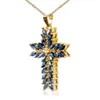 Anhänger Halsketten Luxus Navy Farbe Kubik Zirkon Kreuz zarte Frauen stilvolle Accessoires für Party Modeschmuck