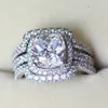 Victoria Wieck Cushion Cust Cust 8mm Diamond 10kt White Gold Pieched Lovers 3 in 1 Engage Anghiding Set SZ 5-11 250s